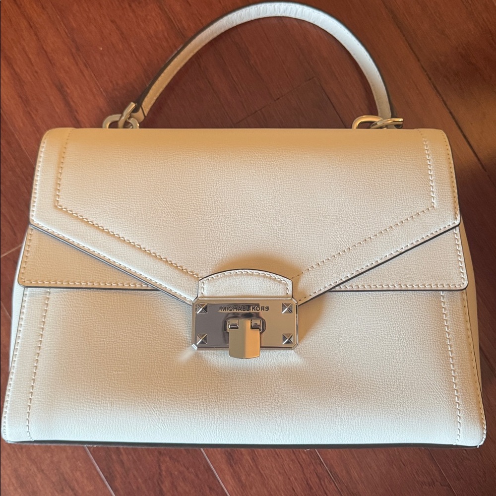 Michael Kors White Leather Top-Handle Satchel with Silver Hardware - Picture 2 of 4